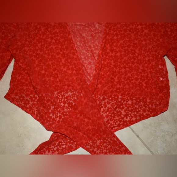 Wild Fable Velvet Floral Retro Cross Tie Crop Top Cardigan Size Large - Picture 4 of 7